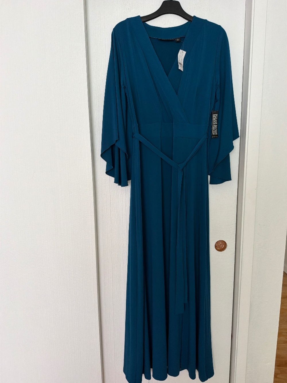 New York & Company Teal Blue Maxi Wrap Dress Size M NWT